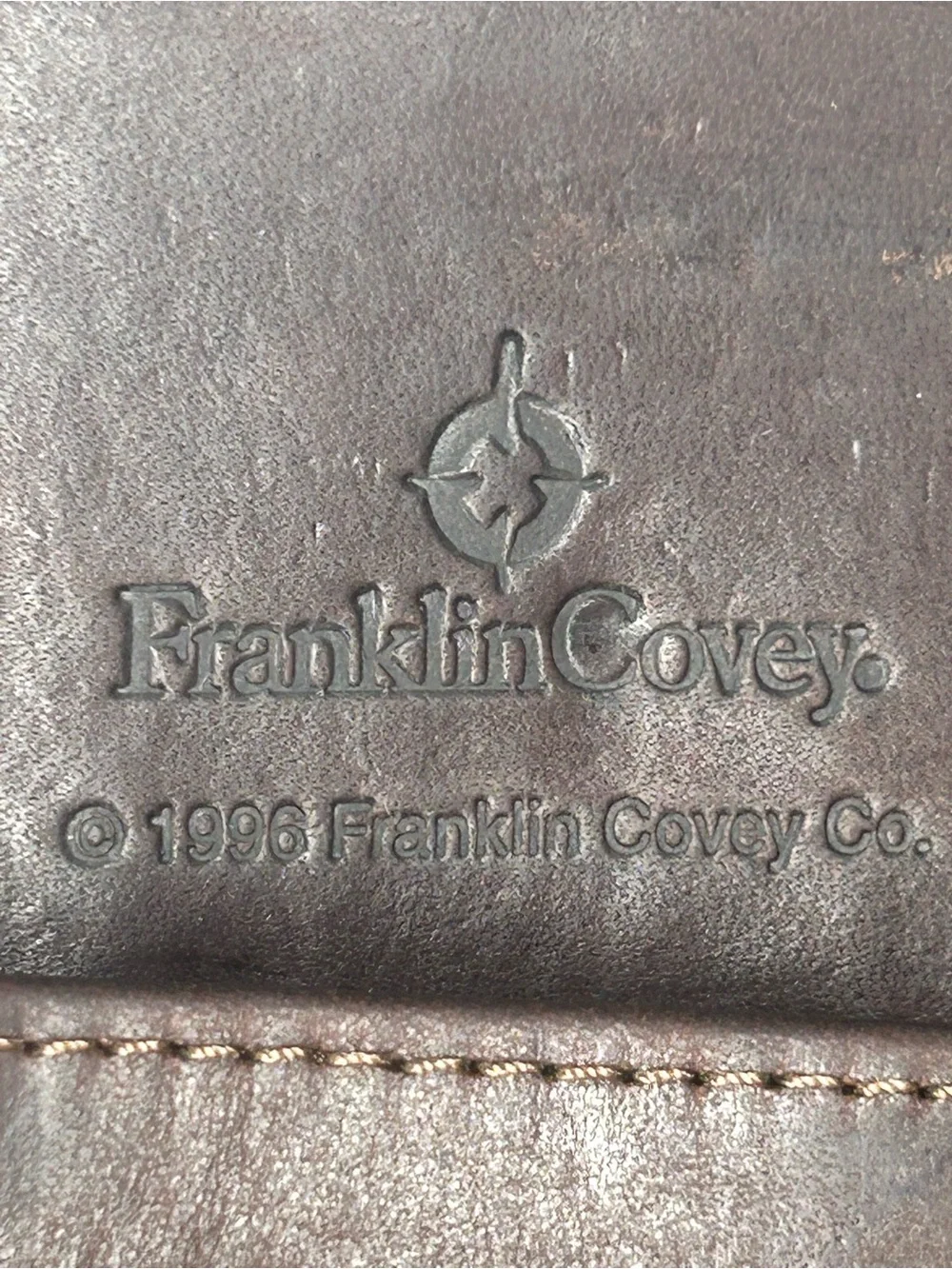 Franklin Covey Vintage Brown Leather Zip Portfolio Planner Binder Organizer 1995